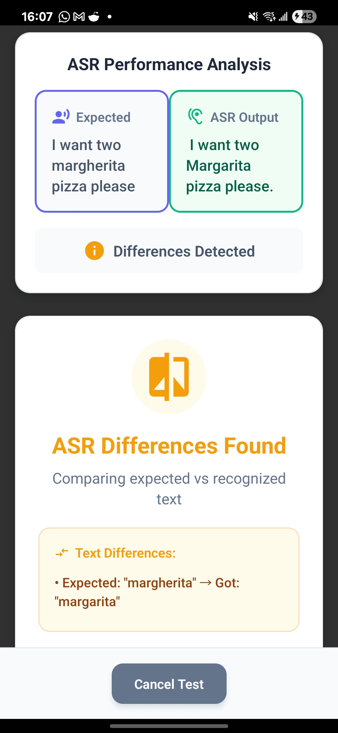 Microphone Diagnostic Result
